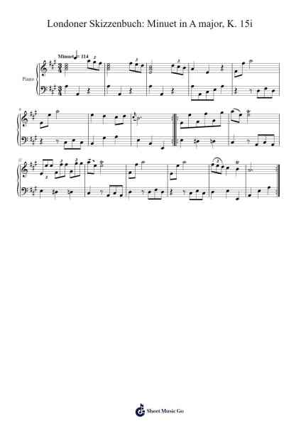 Londoner Skizzenbuch: Minuet in A Major, K. 15i Sheet Music by Wolfgang Amadeus Mozart-Arr.Morsedric