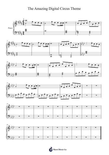 The Amazing Digital Circus Theme Sheet Music by Gooseworx-Arr.Ninah