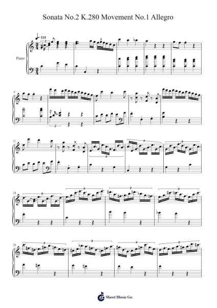 Sonata No. 2 in F Major, K. 280: I. Allegro Sheet Music by Wolfgang Amadeus Mozart-Arr.Clylogg Brarie