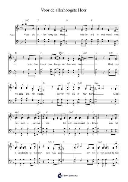 Voor de allerhoogste Heer Sheet Music by -Arr.Blycarr
