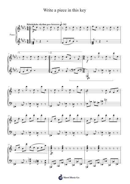 Write a piece in this key Sheet Music by Ferles Birta-Arr.Fagee