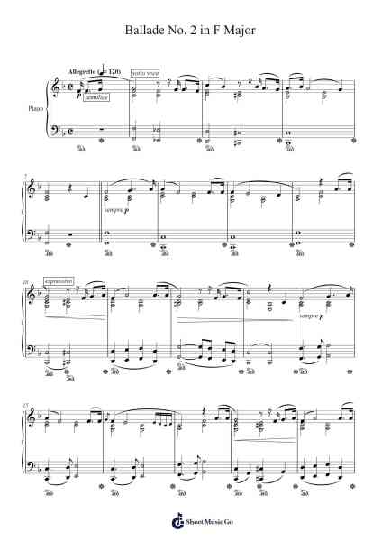 Ballade No. 2 in F Major Sheet Music by Camilbing Motis-Arr.Hilltim Moobright