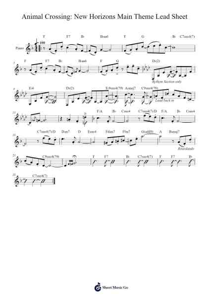 Animal Crossing: New Horizons Main Theme Lead Sheet Sheet Music by Kazumi Totaka-Arr.Kelthea
