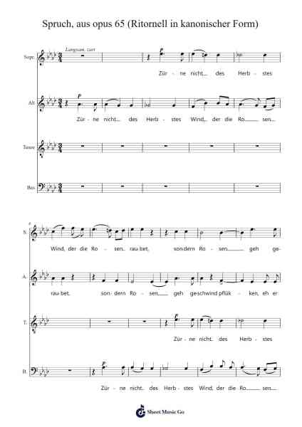 Spruch, aus Opus 65 "Ritornell in kanonischer Form" Sheet Music by Robert Schumann-Arr.Keyed Kakuk