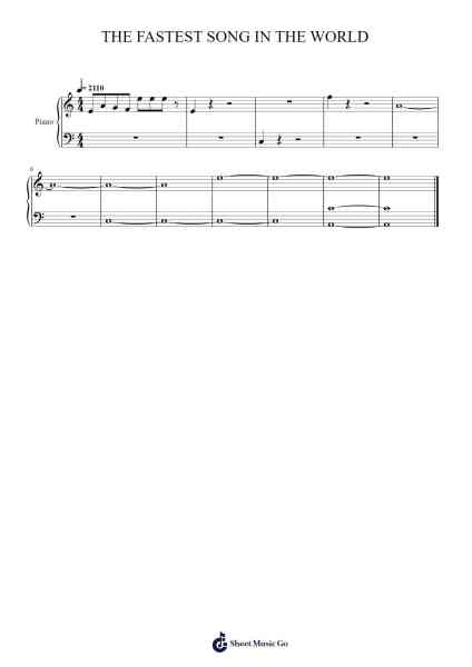 THE FASTEST SONG IN THE WORLD Sheet Music by Bolia-Arr.Alkerr Wolfclife