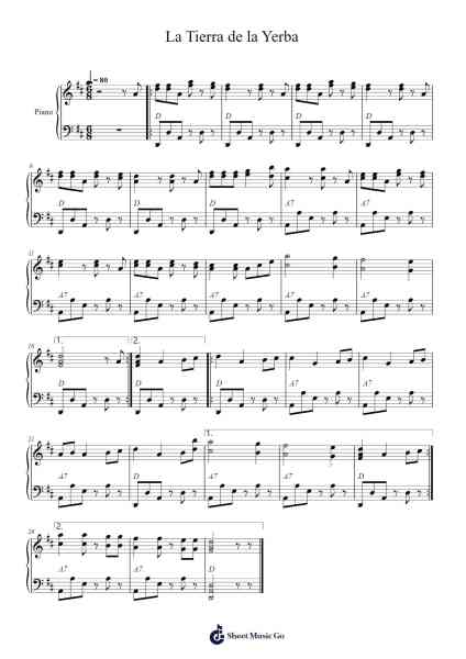 La Tierra de la Yerba Sheet Music by Edward Duck-Arr.Terwyatt Hangan