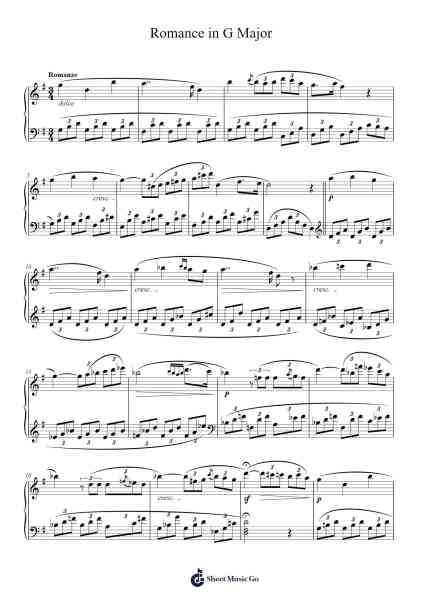 Romance in G Major Sheet Music by Johann Nepomuk Hummel-Arr.Graril