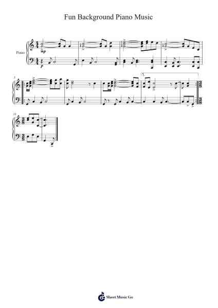 Fun Background Piano Music Sheet Music by Brubby Yerzy-Arr.Wilheljones
