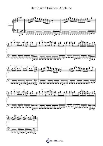 Battle with Friends: Adeleine Sheet Music by Jun Ishikawa-Arr.Wildeh Francesgrace
