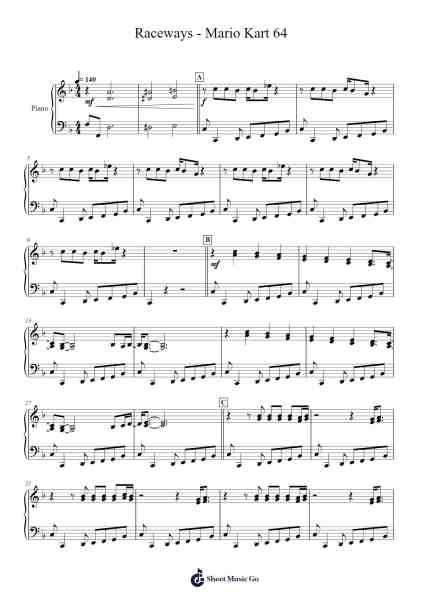 Raceways - Mario Kart 64 Sheet Music by Kenta Nagata-Arr.Wolflor Coltrid