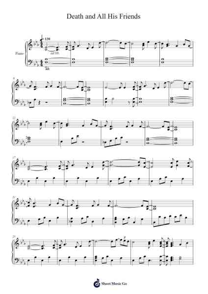 Death and All His Friends Sheet Music by Coldplay-Arr.Hartkeats