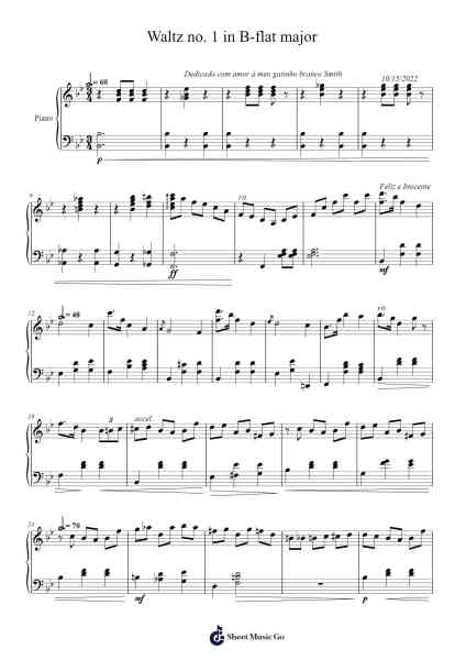 Waltz No. 1 in B-flat Major Sheet Music by gearnep-Arr.Keliot Hicksner