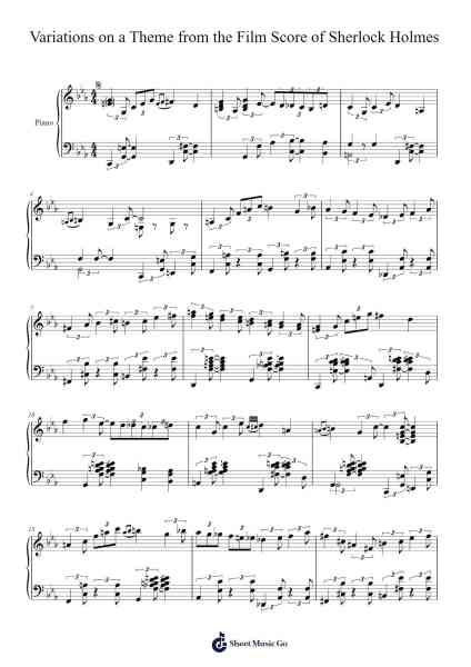 Variations on a theme from the film score of Sherlock Holmes Sheet Music by Patrick Gowers-Arr.Sigjeff