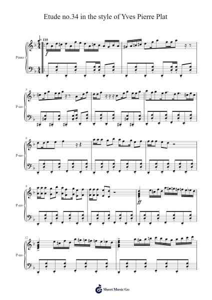 Etude no.34 in the style of Yves Pierre Plat Sheet Music by 3575MMz-Arr.Trelyn