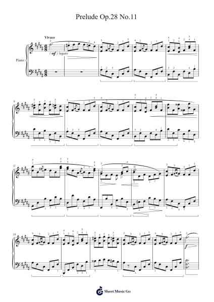 Prelude Op. 28 No. 11 in B Major Sheet Music by Frédéric Chopin-Arr.Hugphil Aray
