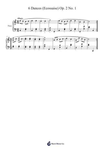 6 Dances (Ecossaise) Op. 2 No. 1 Sheet Music by Kozmi-Arr.Yulevieve