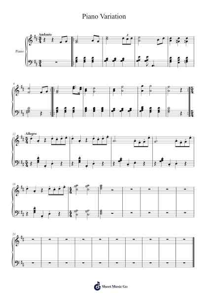 Piano Variation 乐谱由 undefined - 编曲 Famund Coothy