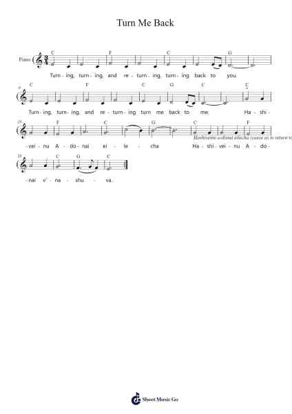 Turn Me Back Sheet Music by Sara Mosenkis-Arr.Blajeames Yulewood