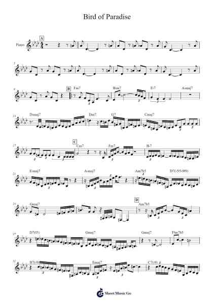 Bird of Paradise Sheet Music by Charlie Parker-Arr.Dwightbright