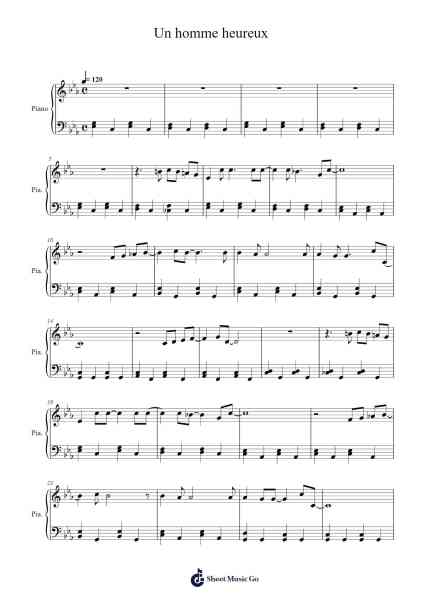 Un homme heureux Sheet Music by William Sheller-Arr.Egbeau
