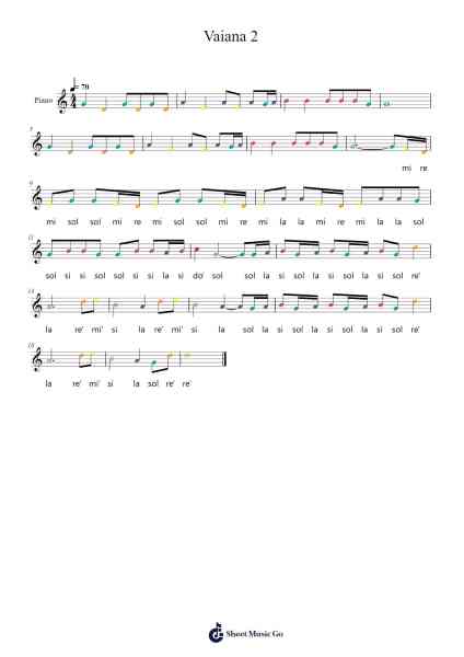 Vaiana 2 樂譜由 Alodía Torres - 編曲 Wrighttab