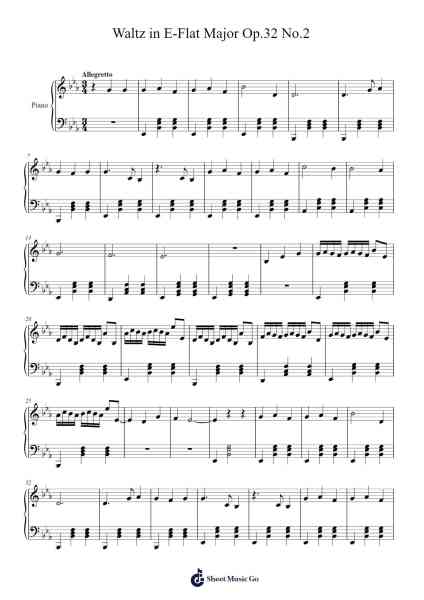 Waltz in E-Flat Major, Op. 32, No. 2 Sheet Music by Sepag Ronmeo-Arr.Conboyle