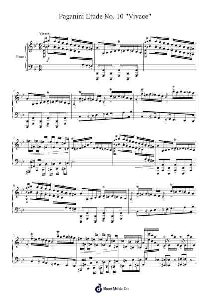 Paganini Etude No. 10 "Vivace" Sheet Music by Loudan Stephen Alexenov Stradinoff-Welkinstein-Arr.Abralph Strares