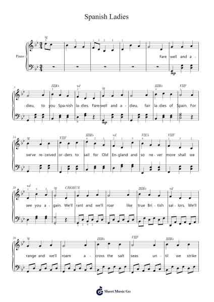 Spanish Ladies Sheet Music by Misc Traditional-Arr.Guygray