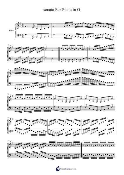 Sonata for Piano in G Sheet Music by Isaac Goodemote-Arr.Tedget Milrol