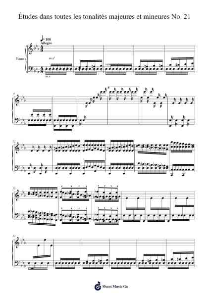 Études dans toutes les tonalités majeures et mineures No. 21 Sheet Music by Loudan Stradinoff-Welkinstein-Arr.Vogtthia