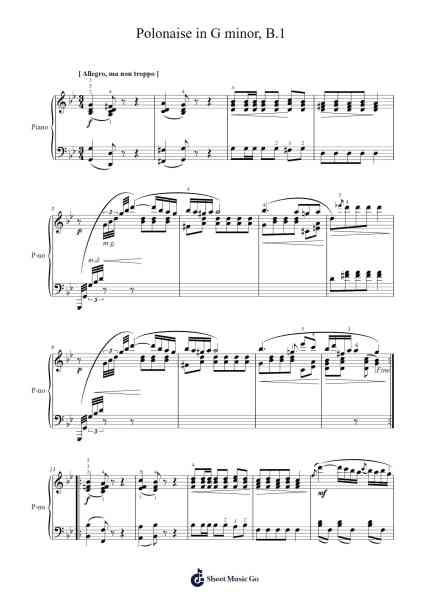 Polonaise in G Minor, B.1 Sheet Music by Frédéric Chopin-Arr.Millsharp Waygrace