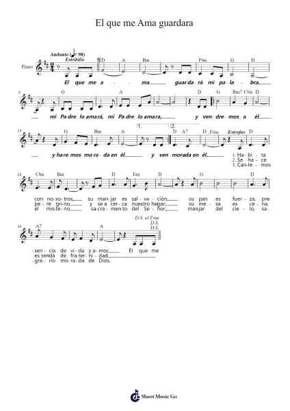 El que me Ama guardara Sheet Music by Carmelo Erdozáin-Arr.Wano'neil Orn