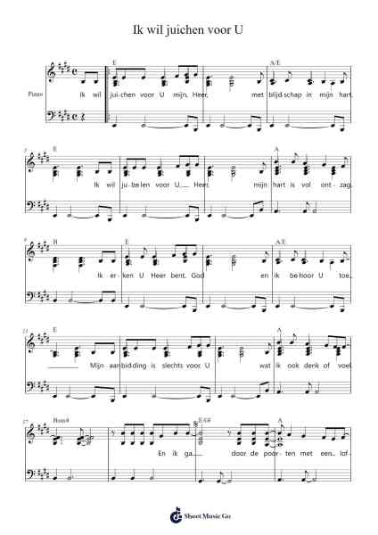 Ik wil juichen voor U Sheet Music by -Arr.Poundrett Lonlon