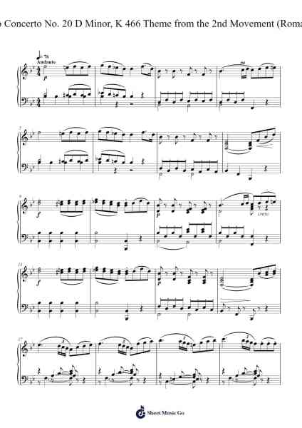 Piano Concerto No. 20 in D Minor, K. 466: II. Romance Sheet Music by Wolfgang Amadeus Mozart-Arr.Dilpont Trollsper