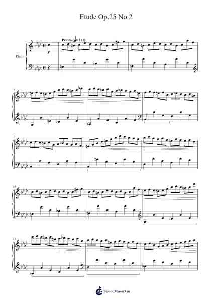 Etude Op. 25 No. 2 in F Minor Sheet Music by Frédéric Chopin-Arr.Rydiah