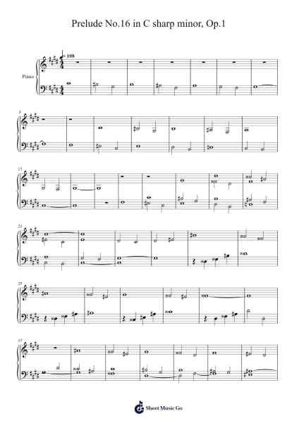 Prelude No.16 in C sharp minor, Op.1 樂譜由 David Augustine Ward - 編曲 Whittrine Pruham