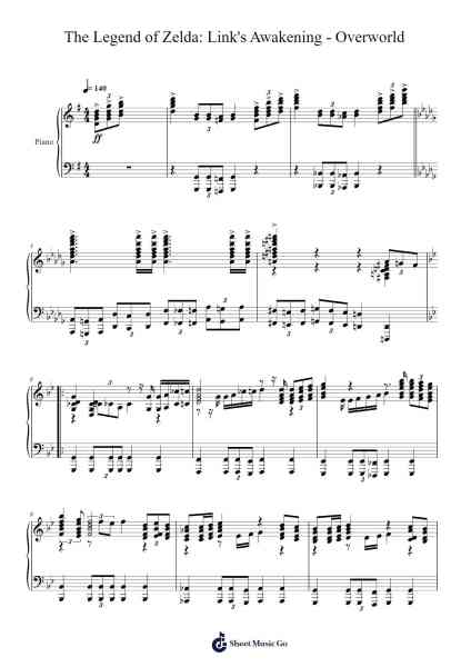 The Legend of Zelda: Link's Awakening - Overworld Sheet Music by Ryo Nagamatsu-Arr.Woolfleen Juskirk