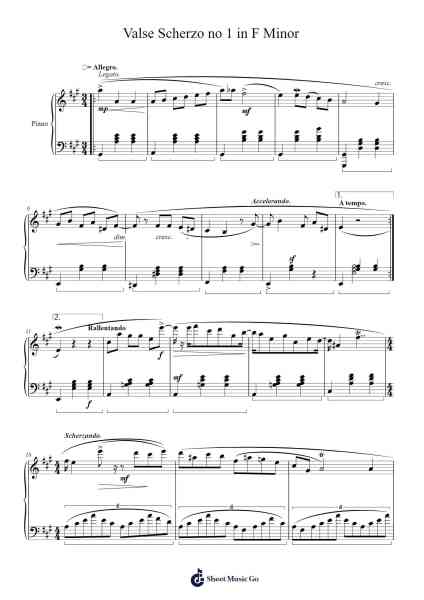Valse Scherzo no 1 in F Minor Sheet Music by Gailstowe-Arr.Quingar