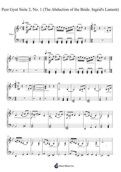 Peer Gynt Suite No. 2, Op. 55: No. 1, The Abduction of the Bride. Ingrid's Lament Sheet Music by Edvard Grieg-Arr.Phisan Lionelphy