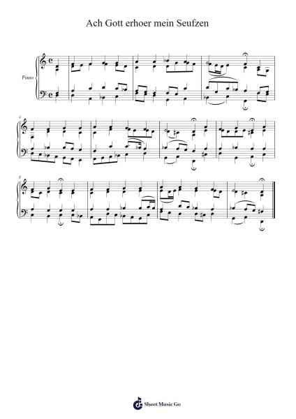 Ach Gott, erhör mein Seufzen, BWV 254 Sheet Music by Johann Sebastian Bach-Arr.Saske