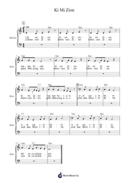Ki Mi Zion Sheet Music by Hebrew Folk Song-Arr.Marhum