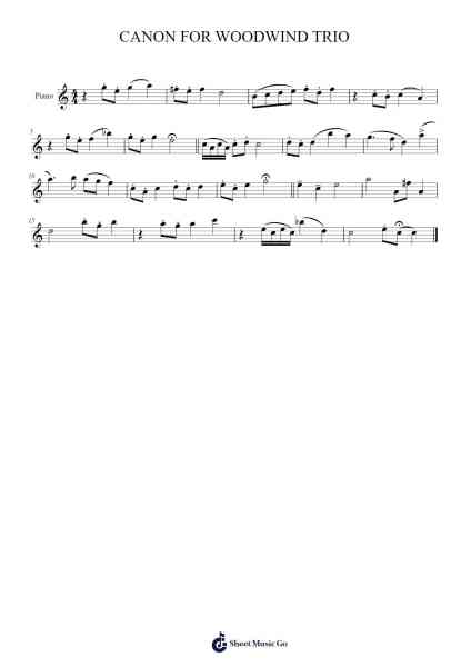 CANON FOR WOODWIND TRIO Sheet Music by Andrea Untung-Arr.Pipril