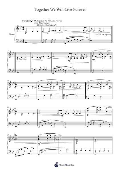 Together We Will Live Forever Sheet Music by Clint Mansell-Arr.Leisa