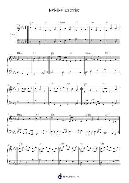 I-vi-ii-V Exercise in C Minor Sheet Music by Pomeo Walshbee-Arr.Eltave