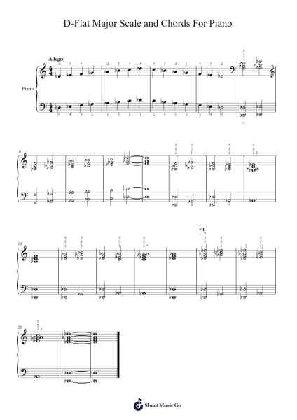 D-Flat Major Scale and Chords For Piano Sheet Music by Marcus Daitch-Arr.Chloemen O'Cazie