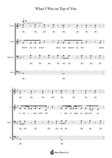 When I Was on Top of You Sheet Music by Trey Parker-Arr.Pomiles