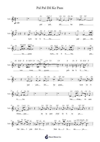 Pal Pal Dil Ke Paas Sheet Music by Kishore Kumar-Arr.Flowerthan