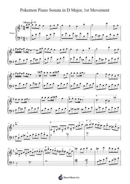 Pokemon piano sonata in D major, 1st movement Sheet Music by Junichi Masuda-Arr.Boothron