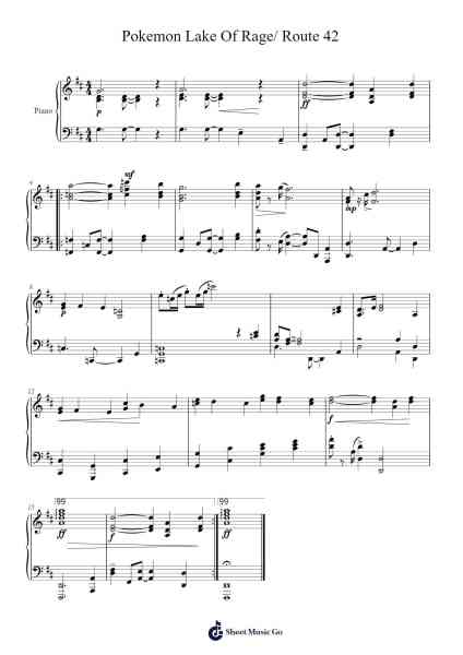 Pokemon Lake Of Rage/ Route 42 Sheet Music by Pokemon-Arr.Stoweberg