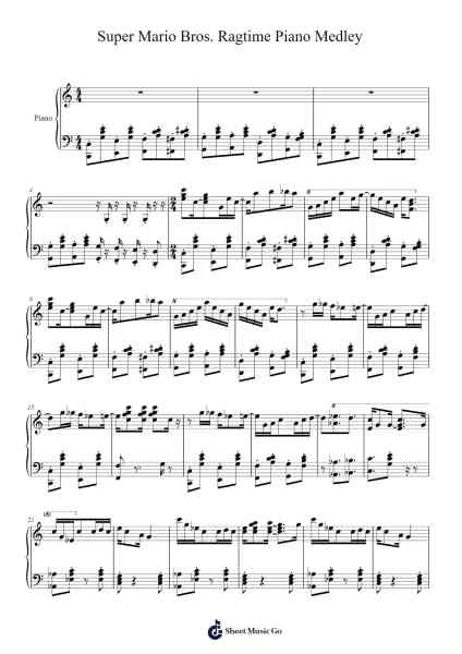 Super Mario Bros. Ragtime Piano Medley Sheet Music by Scott Bradlee-Arr.Keliot Hicksner